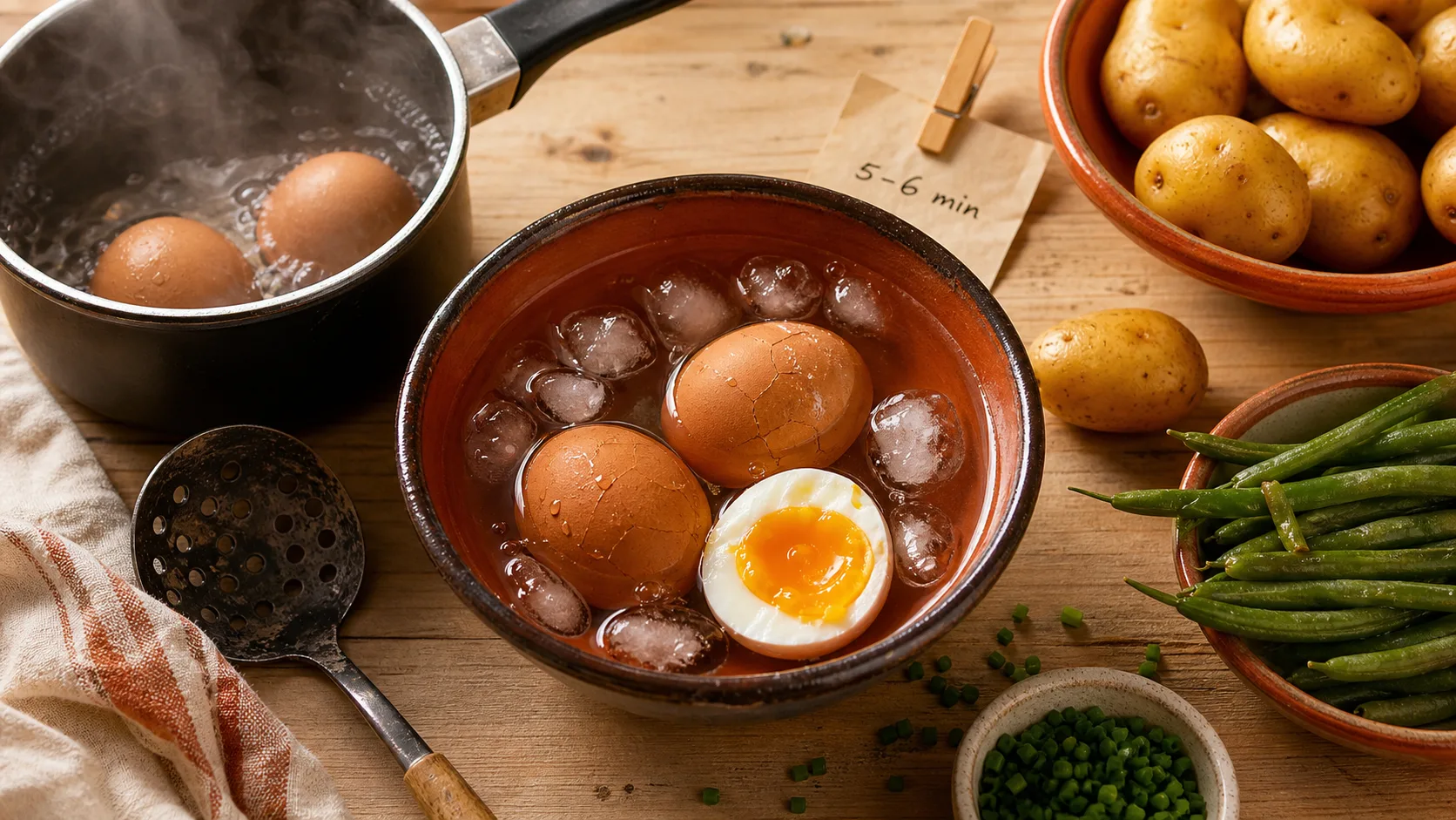 Œuf mollet temps de cuisson : 6 minutes, jaune coulant