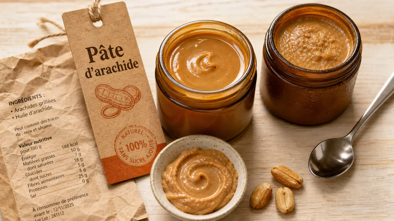 Pate d'arachide maison en bocal, texture et conservation