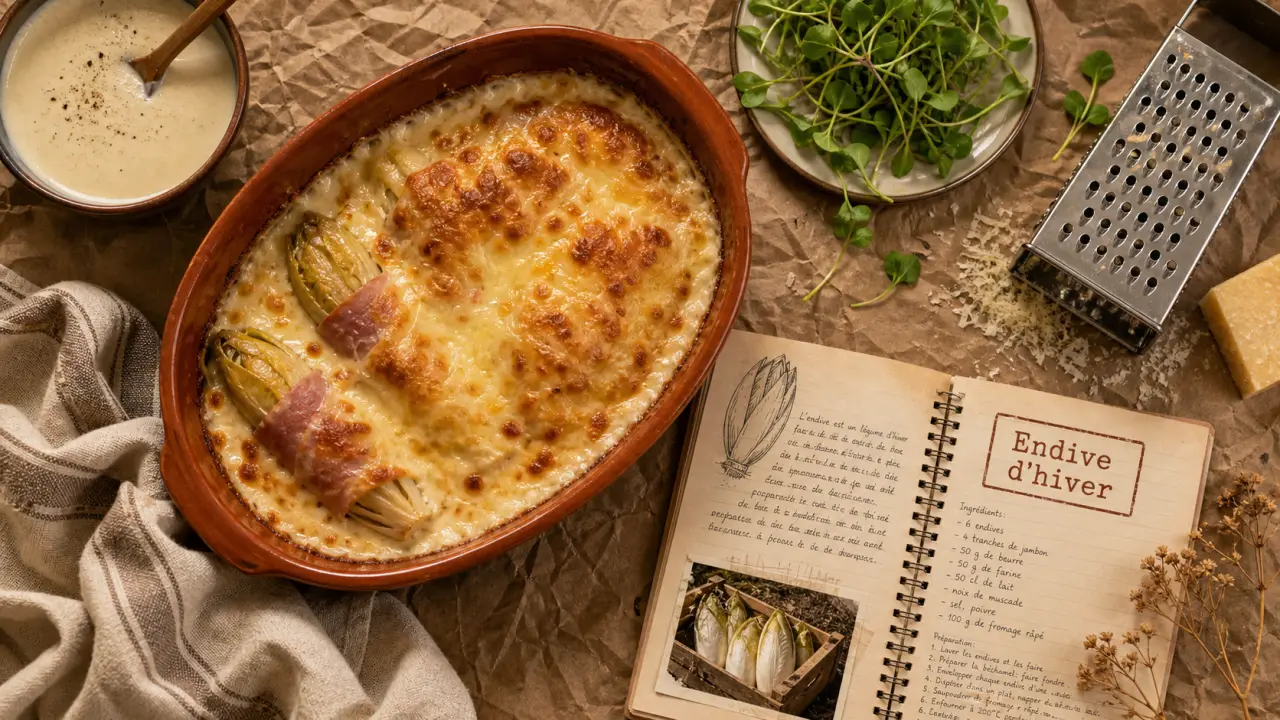 Saison des endives : gratin d’endives au jambon, photo à la une