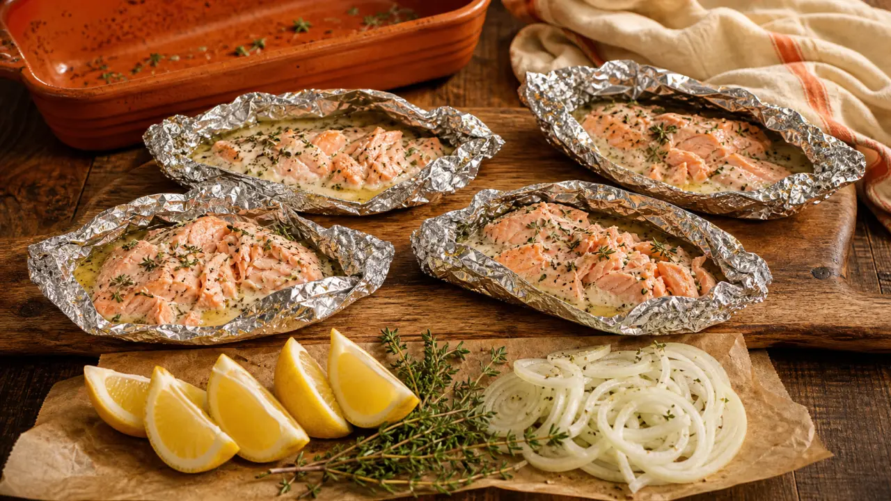 Saumon en papillote four aluminium, 20 minutes à 180°C