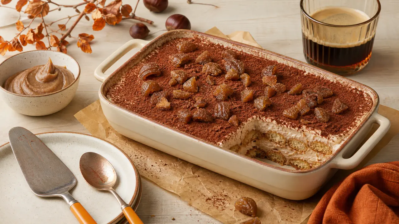 Tiramisu aux marrons, crème légère et cacao