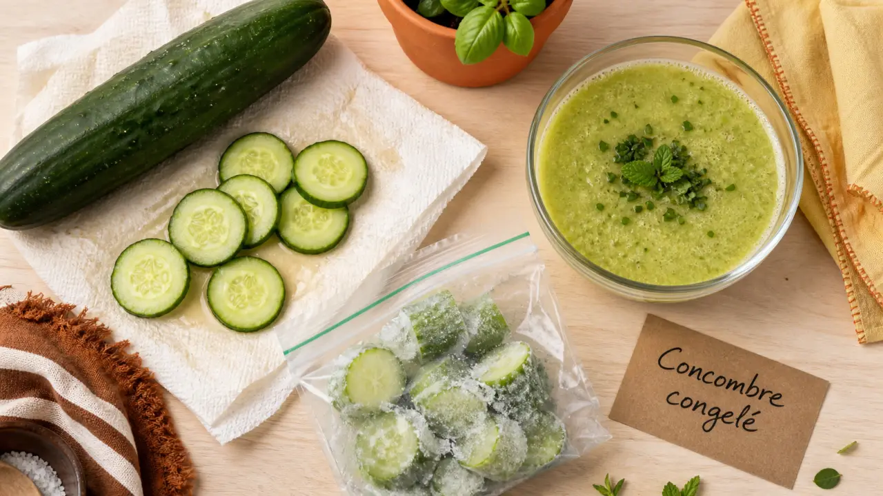 Congeler du concombre : rondelles givrées, texture moins croquante
