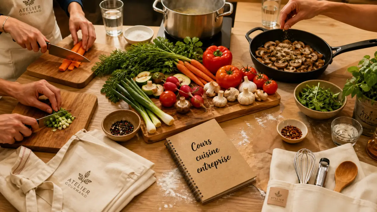 Cours de cuisine entreprise : déjeuner dîner dégustation en cuisine
