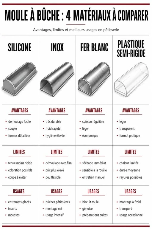 Comparatif des matériaux pour un moule à bûche de Noël
