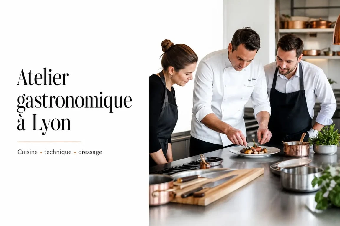 Cours de cuisine bocuse dans un atelier culinaire haut de gamme à Lyon