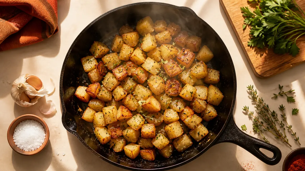 Pommes de terre sautées recette croustillantes en poêle fonte