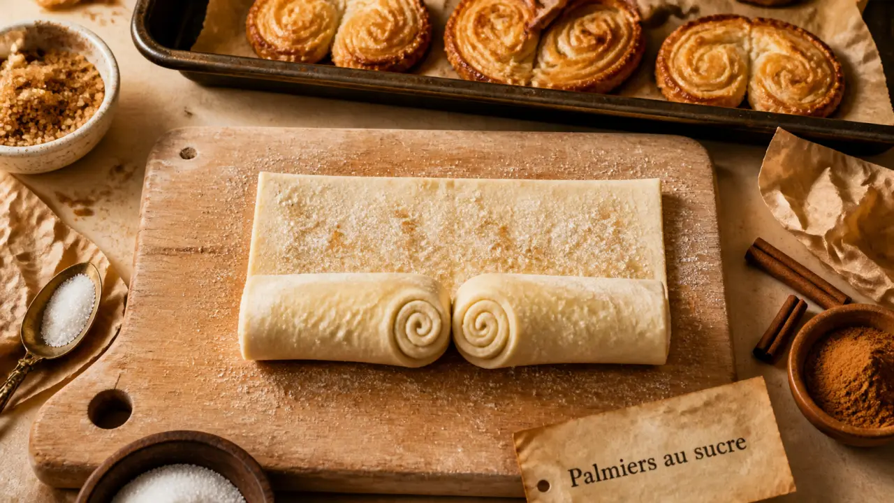 Recette palmier au sucre : palmiers croustillants caramélisés 180°C