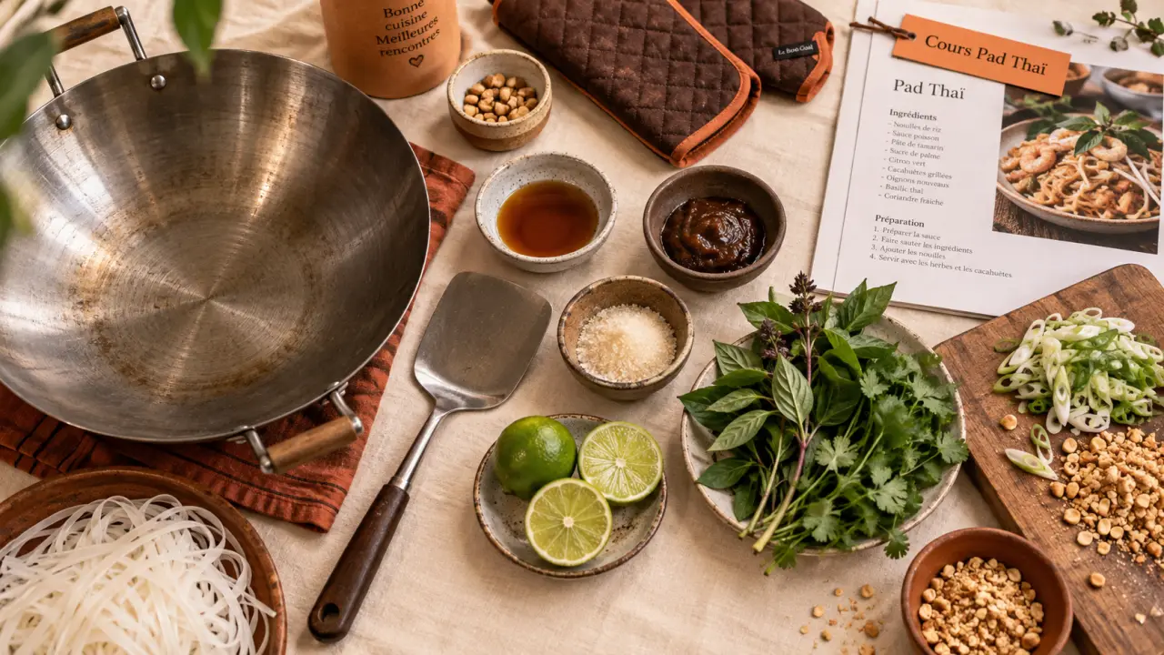 Cours de cuisine thailandaise à Paris : pad thaï, wok et ingrédients