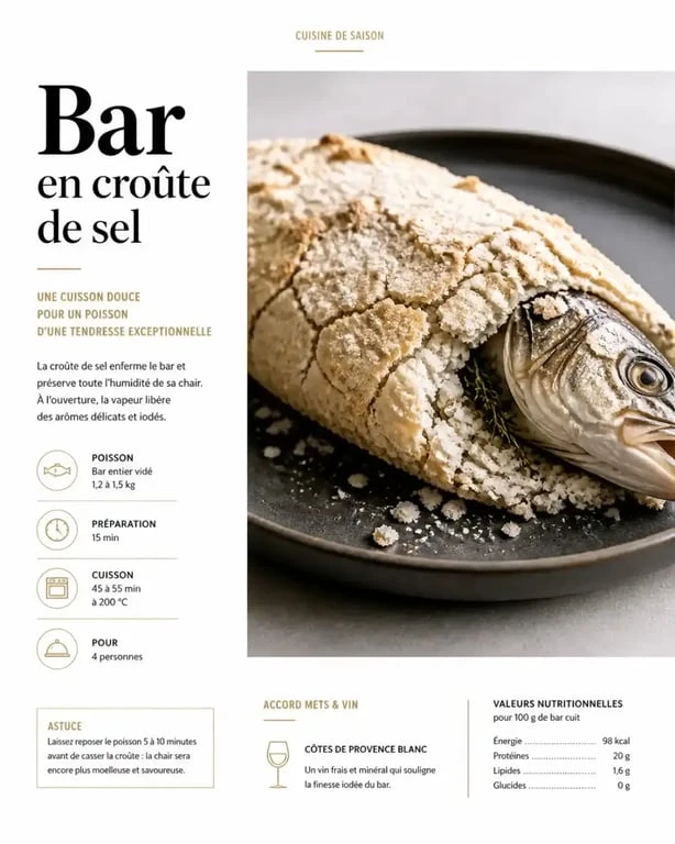 Bar en croûte de sel, une recette gastronomique de poisson raffinée