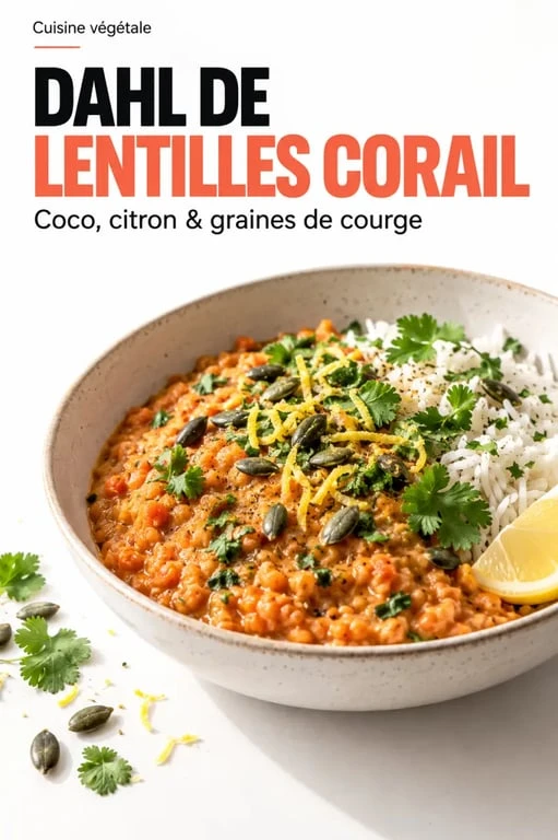 Recettes faciles et originales : dahl de lentilles corail au lait de coco et citron