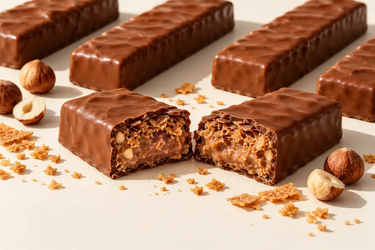 Barre chocolat maison fourrée à la noisette et aux crêpes dentelle