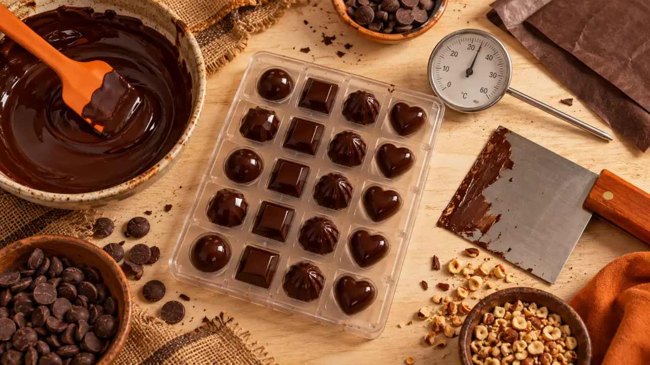 Faire chocolat maison : tempérage du chocolat noir pour bonbons brillants