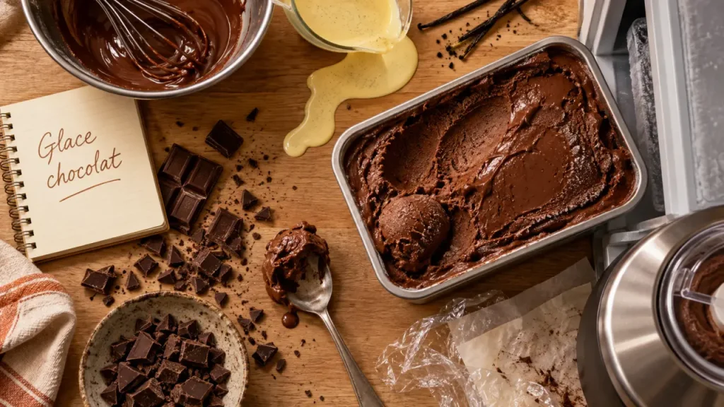Glace au chocolat maison : une texture crémeuse après 40 à 45 minutes de turbinage