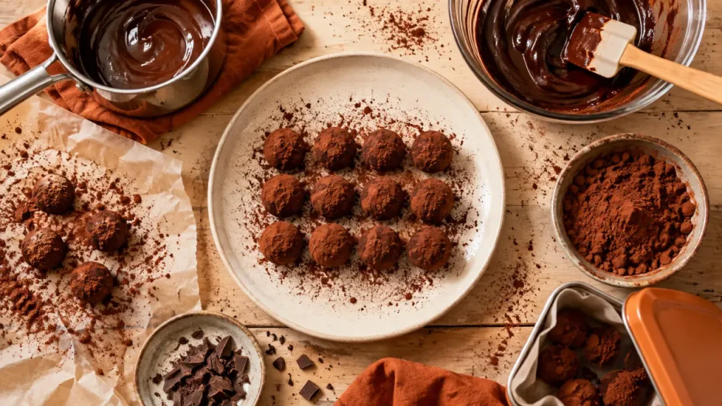 La truffe chocolat maison devient fondante après 3 heures au réfrigérateur