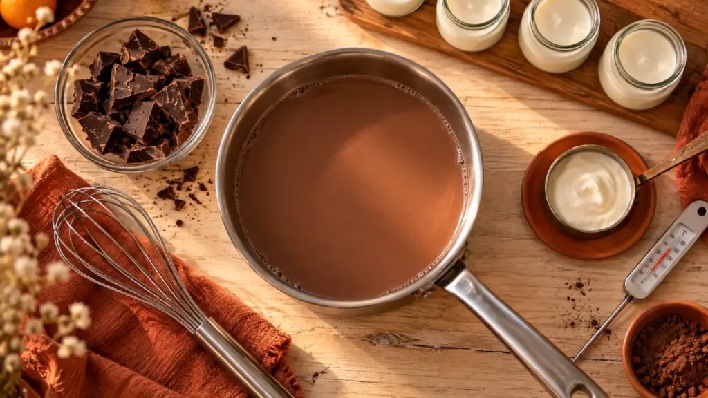 Yaourt maison au chocolat : le ferment s’ajoute à 35-40 °C